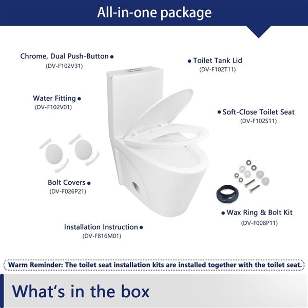 DeerValley Ace 1-Piece 1.1/1.6 GPF Dual Flush Glossy White