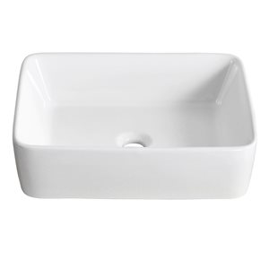 DeerValley 19 x 14.75-in White Ceramic Rectangular Bathroom Vessel Sink Art Basin