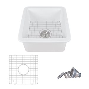 DeerValley Haven White Undermount/Drop-in Fireclay Square 19 x 9-in Single Bowl Kitchen Sink