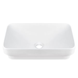 DeerValley 19 x 12.6-in White Ceramic Rectangular Semi-Recessed Bathroom Vessel Sink Art Basin