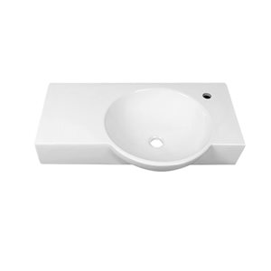 DeerValley 30-in Right Side White Ceramic Wall-Mount Rectangular Bathroom Vessel Sink