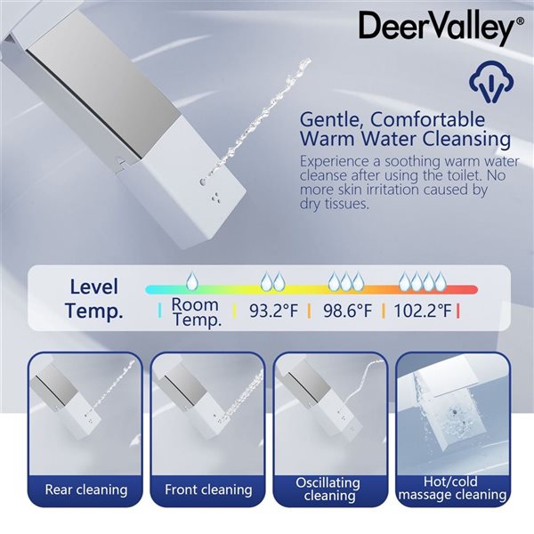DeerValley White Elongated Smart Toilet Bidet