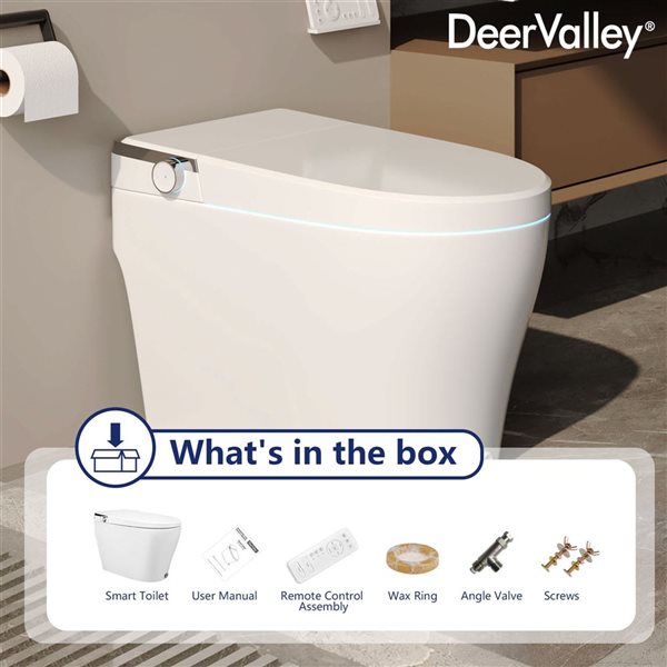 DeerValley White Elongated Smart Toilet Bidet