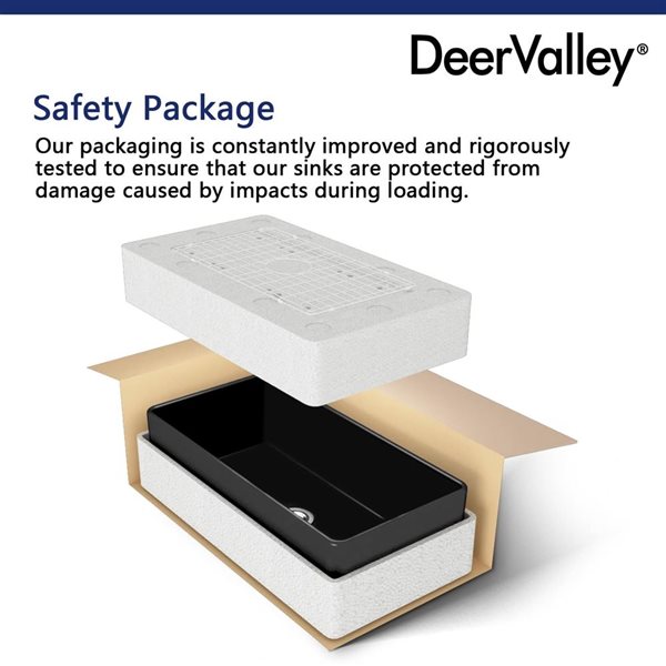 DeerValley Black Fireclay 36 x 18-in Rectangular Single Bowl Farmhouse Apron Kitchen Sink
