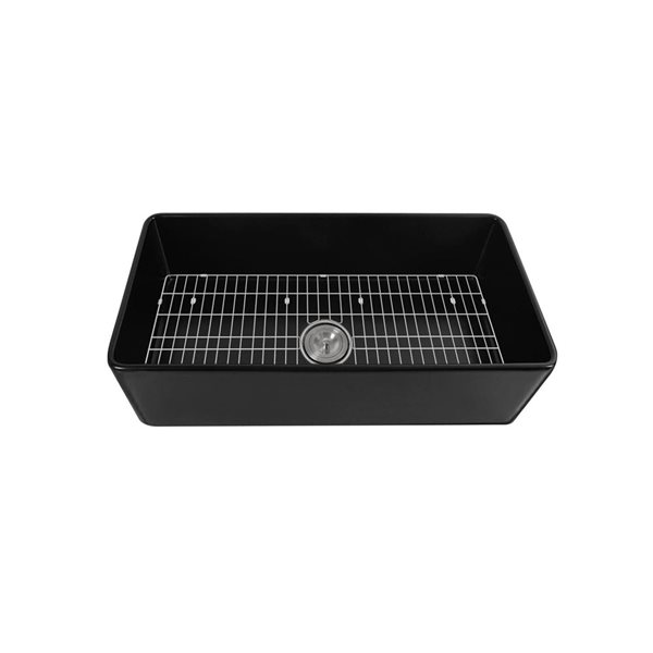DeerValley Black Fireclay 36 x 18-in Rectangular Single Bowl Farmhouse Apron Kitchen Sink