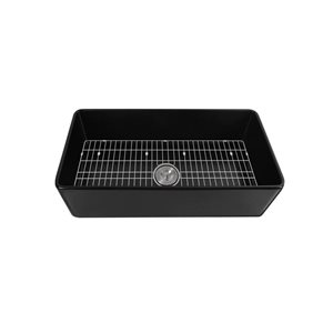 DeerValley Black Fireclay 36 x 18-in Rectangular Single Bowl Farmhouse Apron Kitchen Sink