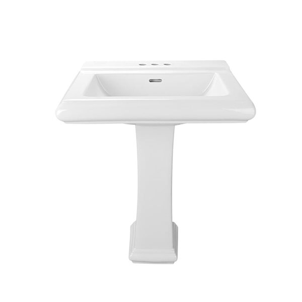 26.4 X 19.7-In White Vitreous China Rectangular Pedestal Bathroom Sink, White/Tan