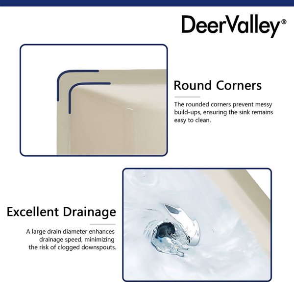 DeerValley Ursa 18-in Rectangular Beige Ceramic Undermount Bathroom Sink with Overflow