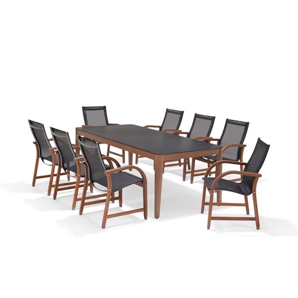 Scancom Manhattan 9-Piece Eucalyptus Wood Outdoor Dining Set - Black
