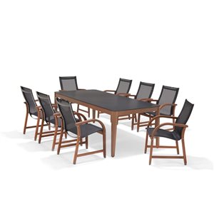 Scancom Manhattan 9-Piece Eucalyptus Wood Outdoor Dining Set - Black