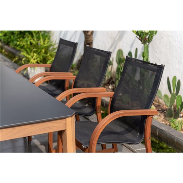 Scancom Manhattan 9-Piece Eucalyptus Wood Outdoor Dining Set - Black