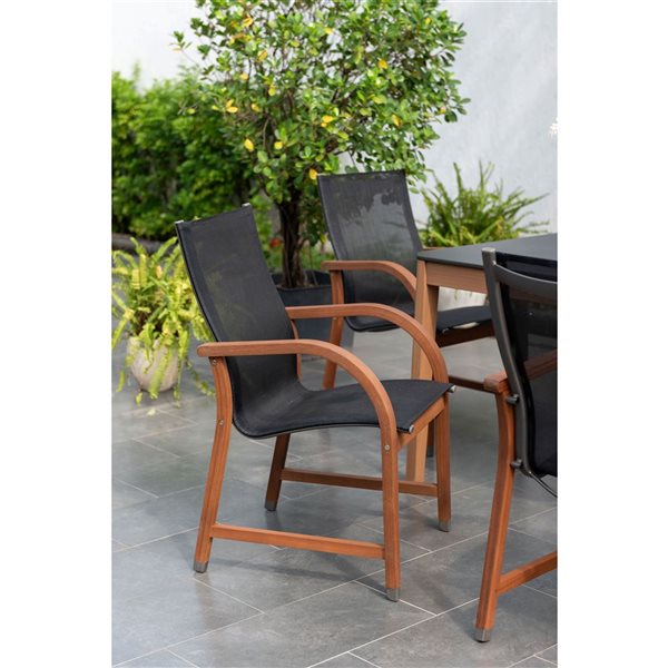 Scancom Manhattan 9-Piece Eucalyptus Wood Outdoor Dining Set - Black