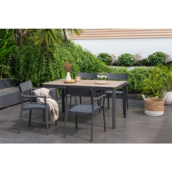 Scancom Berlin 5-Piece Grey Aluminum Outdoor Dining Set