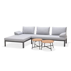 Scancom Berlin 4-Seater Patio Conversation Set w/ Tables - Dark Grey