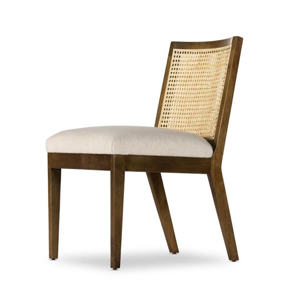Plata Import Antonia Modern Brown Walnut and Cream Cane Dining Chair