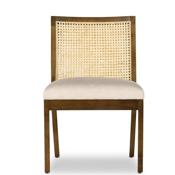 Plata Import Antonia Modern Brown Walnut and Cream Cane Dining Chair