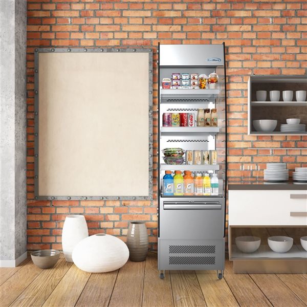 Koolmore 26-in 7.7 ft³ Open Air Grab and Go Refrigerator - Stainless Steel