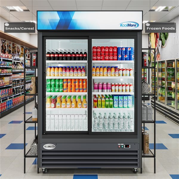 Koolmore 53-in 45 ft³ Two-Door Merchandiser Refrigerator - Stainless Steel