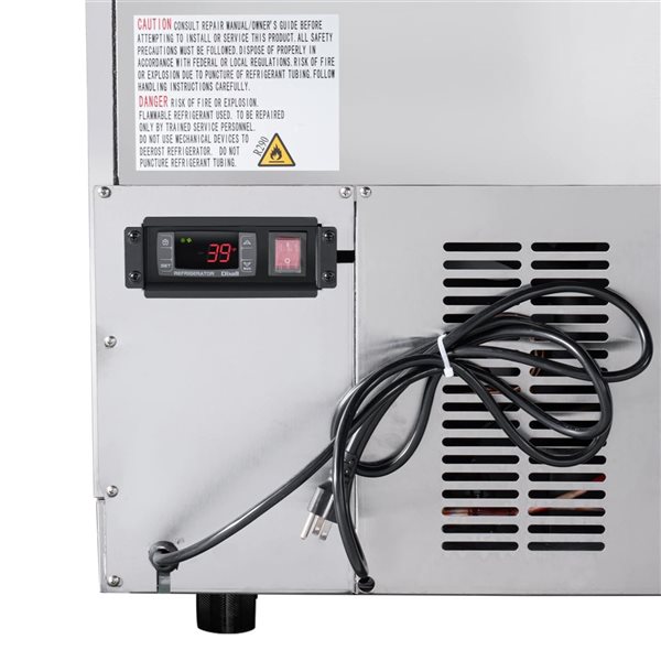 Koolmore 72-in Commercial Refrigerated Prep Station Cold Table, Stainless-Steel Refrigerator with 15 Pans and Cover