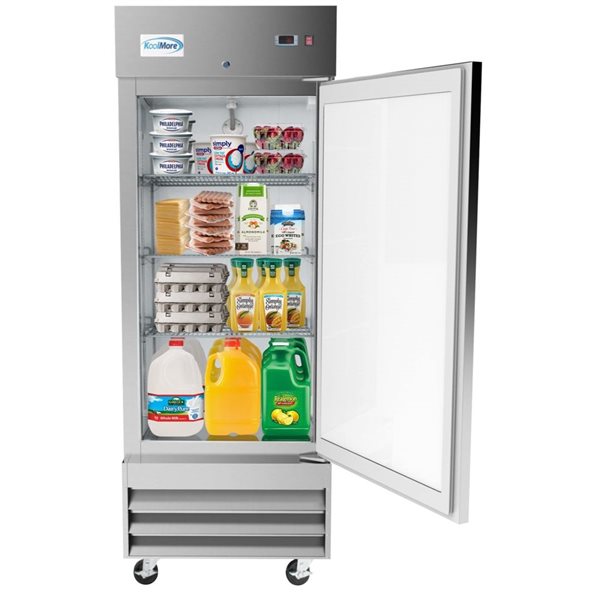 Koolmore 29-in 15.5 ft³ One-Door Reach-In Refrigerator - Stainless Steel