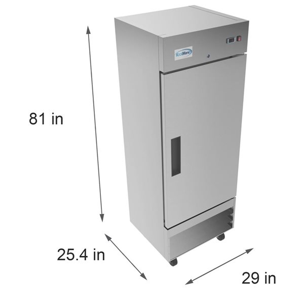 Koolmore 29-in 15.5 ft³ One-Door Reach-In Refrigerator - Stainless Steel