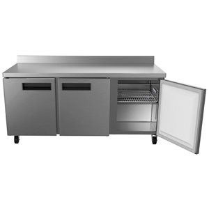 Koolmore 72-in 16.9 ft³ Three-Door Worktop Refrigerator w/ 3.5-in Backsplash - Stainless Steel