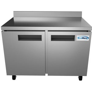 Koolmore 48-in 12 ft³ Two-Door Worktop Refrigerator w/ 3.5-in Backsplash - Stainless Steel
