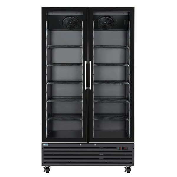 Koolmore 47-in 35 ft³ Two-Door Commercial Display Merchandiser Refrigerator - Sleek Black, ETL Listed