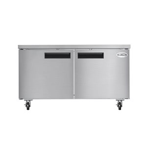 Koolmore 60-in 16-ft³ Stainless Steel Two-Door Commercial Undercounter Freezer with Casters (KM-UCF-15SS)