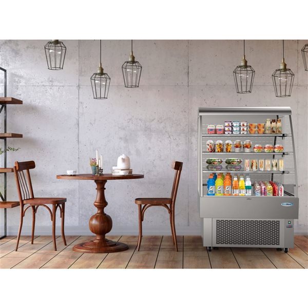 Koolmore 35-in 13.4 ft³ Open Air Grab and Go Refrigerator - Stainless Steel