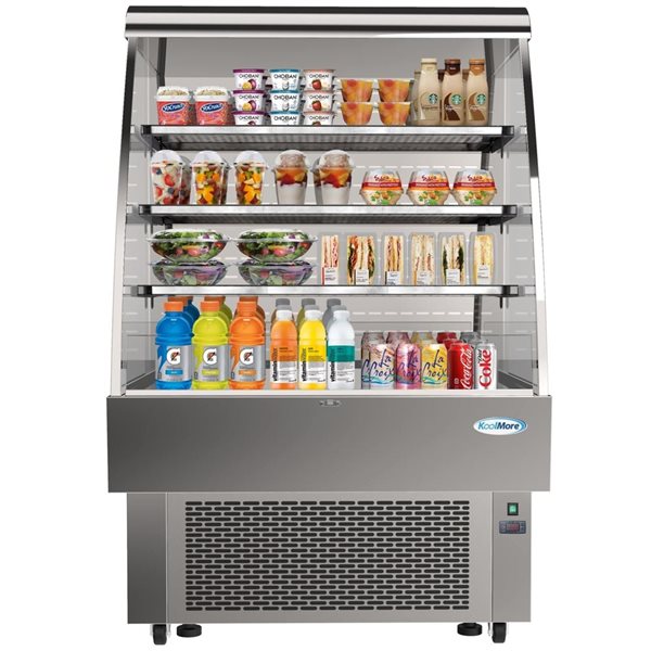 Koolmore 35-in 13.4 ft³ Open Air Grab and Go Refrigerator - Stainless Steel