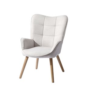Homy Casa Beige Wingback Accent Chair w/ Skin-Friendly Fabric and Wooden Legs