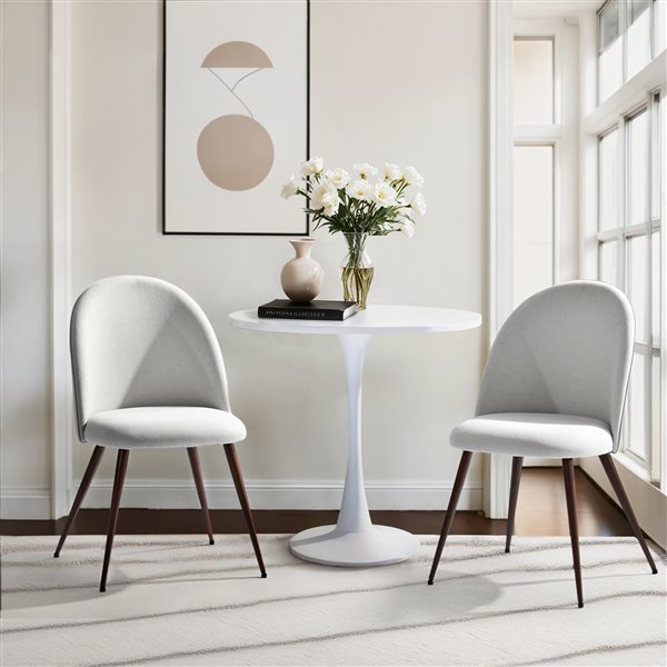 Homy Casa Beige Upholstered High Back Dining Chair - Set of 2