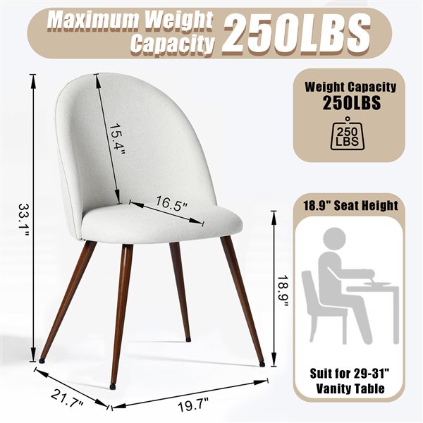 Homy Casa Beige Upholstered High Back Dining Chair - Set of 2