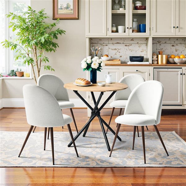 Homy Casa Beige Upholstered High Back Dining Chair - Set of 2