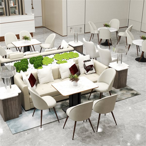 Homy Casa Beige Upholstered High Back Dining Chair - Set of 2