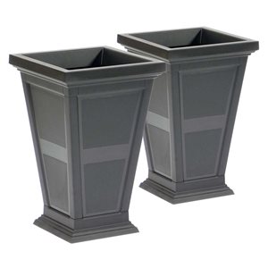 FCMP Outdoor Chelsea 14.75 W X 22.5-in H Black Plastic Self-Watering Planter - 2/Pk
