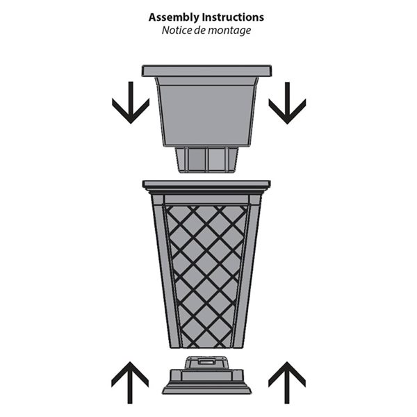 FCMP Outdoor Argyle 14.75 W X 22.5-in H Black Plastic Self-Watering Planter - 2/Pk