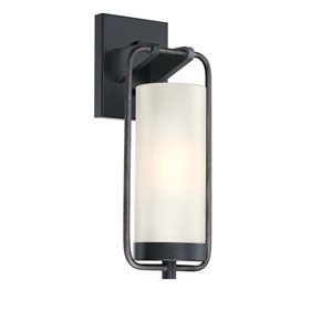 Westinghouse Galtero Matte Black/Distressed Aluminium Finish Outdoor Wall Fixture w/ White Frosted Glass