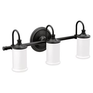 Applique murale à 3 lumières Belfield de MOEN 11 po l. style transitionnel en noir mat