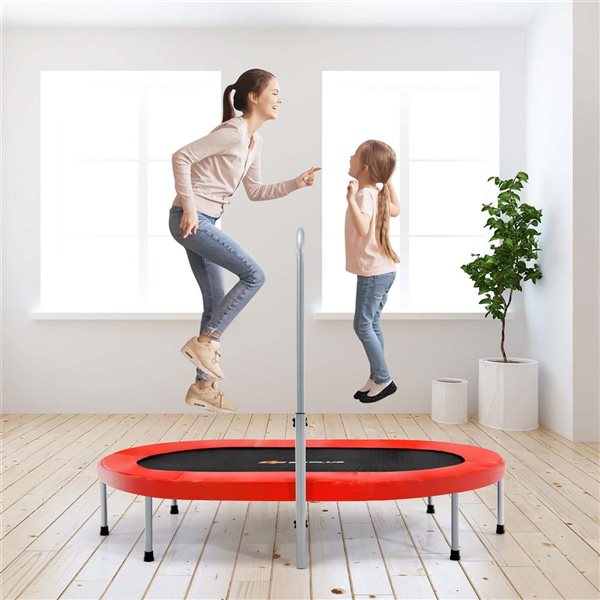 Costway 60-in 2-Person Foldable Mini Rebounder Trampoline with Adjustable Handle - Red