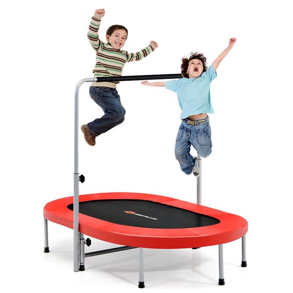Costway 60-in 2-Person Foldable Mini Rebounder Trampoline with Adjustable Handle - Red