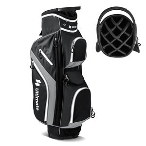 Costway Ultimate Lightweight Golf Cart Bag w/ 14 Way Top Dividers Rain Hood and 9 Pockets - Black/Grey