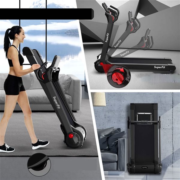 Costway SuperFit Folding 2.25 HP Electric Treadmill Running Machine w/ APP Control Bluetooth - Black