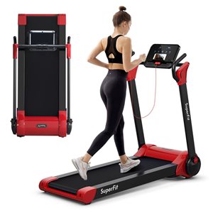Costway SuperFit Folding 2.25 HP Electric Treadmill Running Machine w/ APP Control Bluetooth - Red