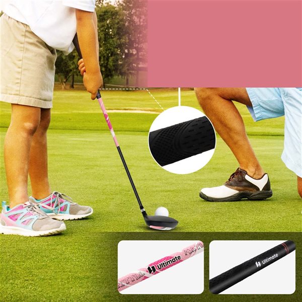 Costway Ultimate Junior Complete Golf Club Set for Kids Ages 5-7 Years Old w/ Stand Bag and Rain Hood - Pink