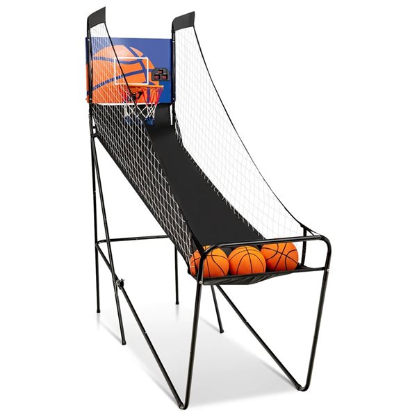 Costway Foldable Single Shot Basketball Arcade Game w/ Electronic Scorer and 3 Basketballs