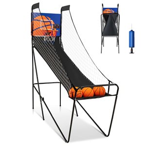 Costway Foldable Single Shot Basketball Arcade Game w/ Electronic Scorer and 3 Basketballs