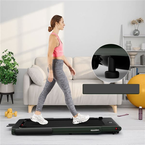 Costway SuperFit 2.25 HP 2-in-1 Folding Treadmill w/ APP Speaker Remote Control - Green