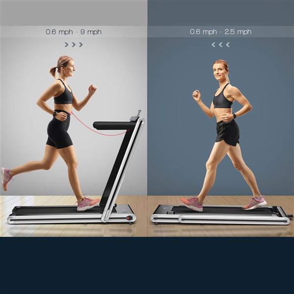 Costway 2.25 HP 2-in-1 Folding Treadmill Jogging Machine w/ Dual LED Display - Silver